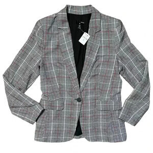 Aqua NWT Black Red Plaid Blazer Size Medium